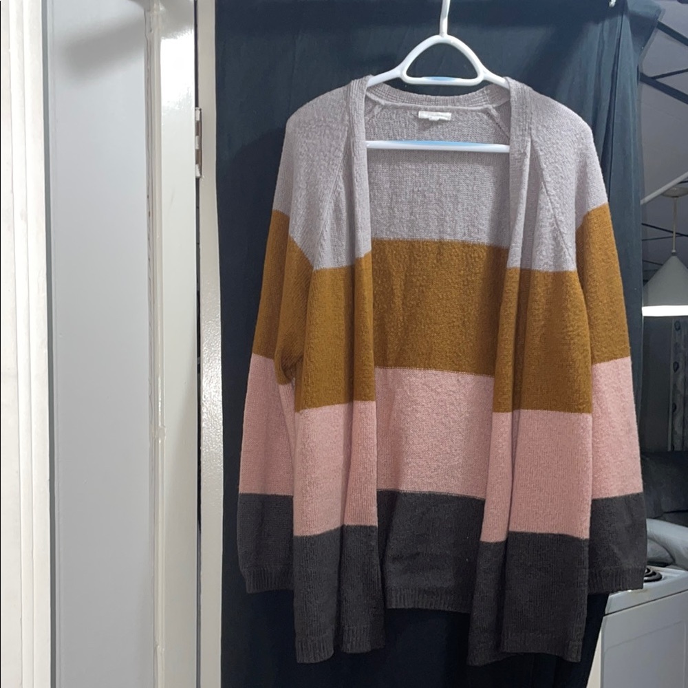 Colorblock Open Front Cardigan